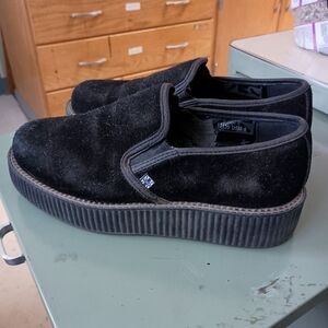 T.U.K Black Suede Women's Slip-On Shoes